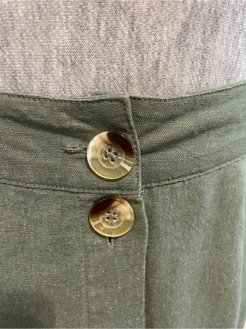 Vero Moda Olive Green Button-Front Midi Skirt - Picture 4 of 15